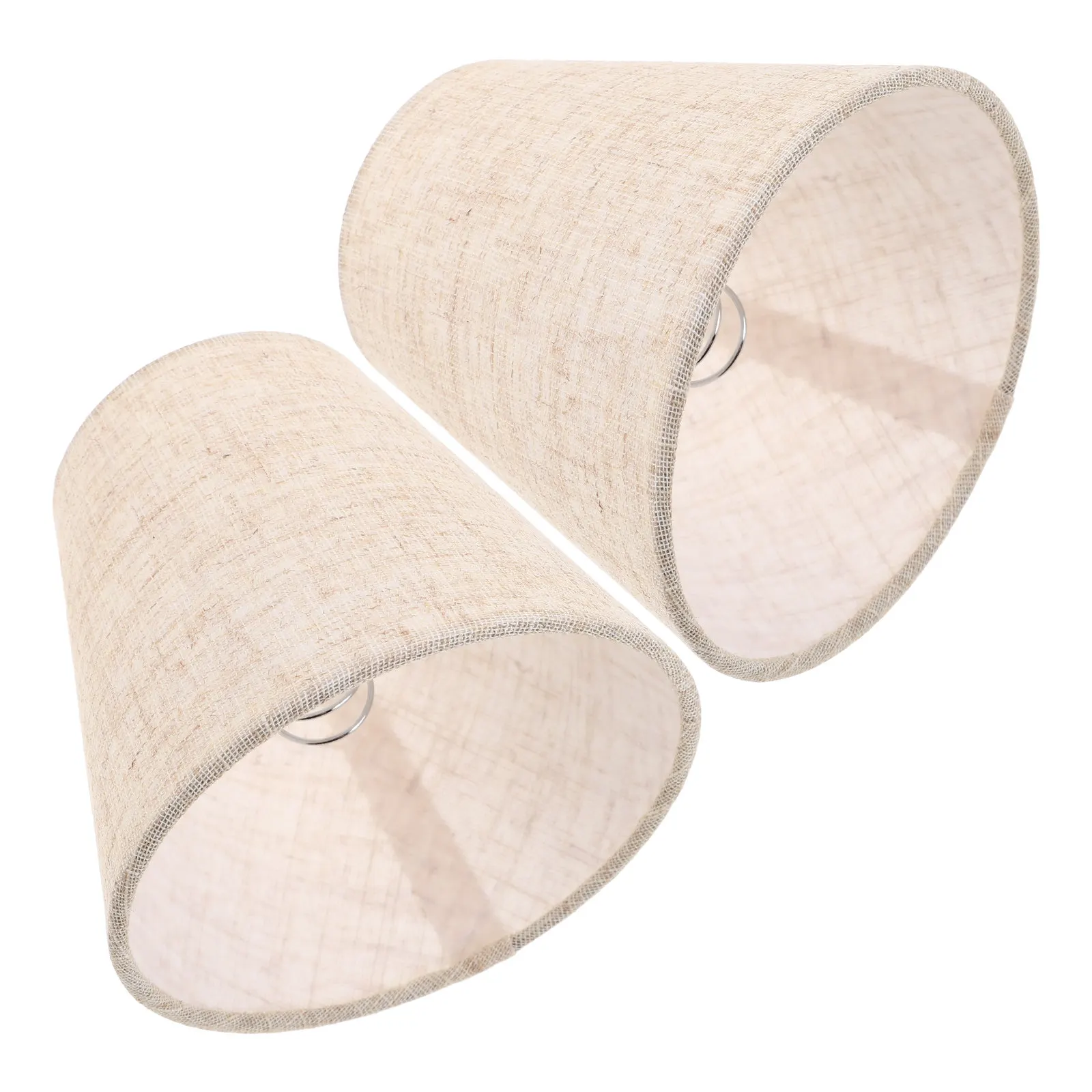 2Pcs Fabric Linen Lamp Shades Small Clip on Drum Covers Soft Light Diffuser for Table Wall Ceiling Lamp Replacement Home Decor