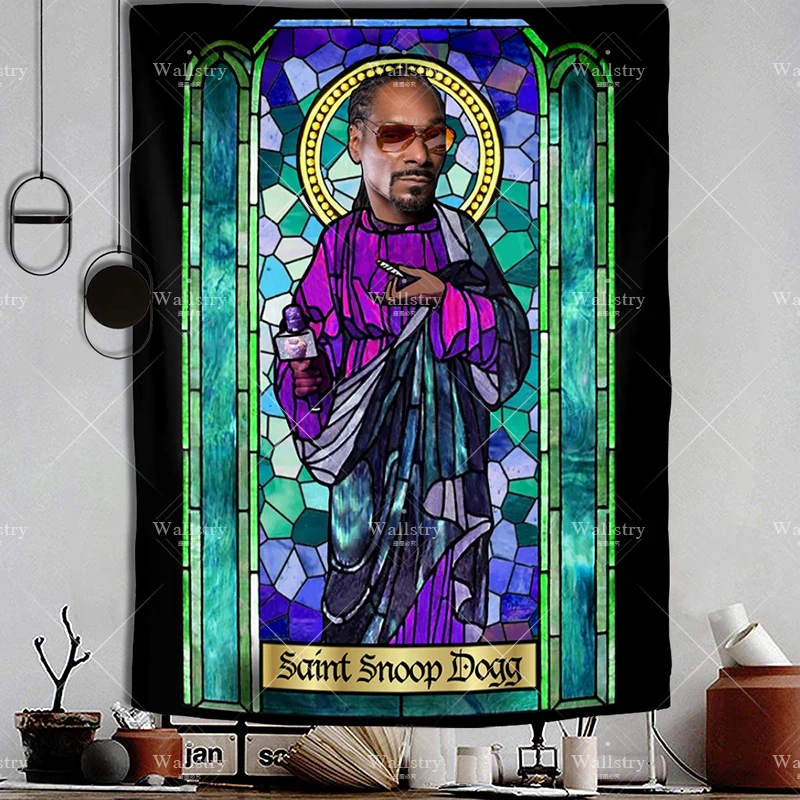 St. Bishop Snoop Dogg Hippie Cloth Larg Size Fabric Wall Hanging Tapestry Aesthetic Room Decor Blankets Background Cover Curtain