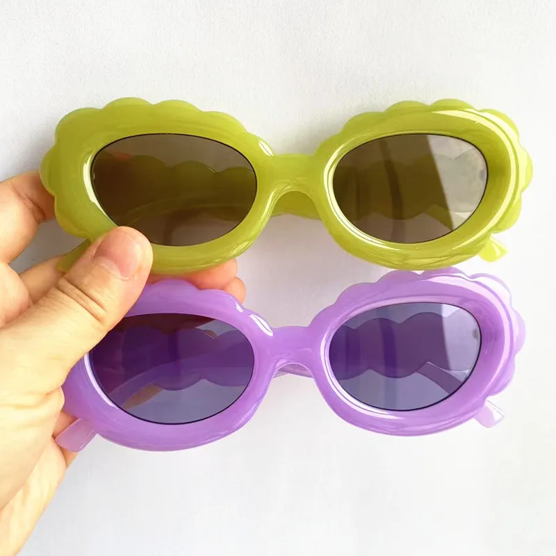 

Fashion Jelly Color Sun Glasse Anti-UV Spectacles Oval Eyeglasses Women Wave Edge Goggles Personality Cloud Sunglasses