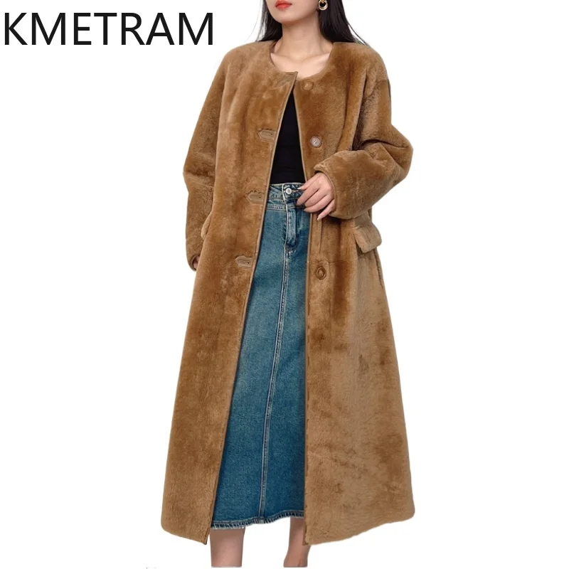 

Natural Merino Sheepskin Wool Double Faced Fur Coat Women New Arrivals Warm Long Real Fur Jacket Winter Woman Clothing 2025 шуба