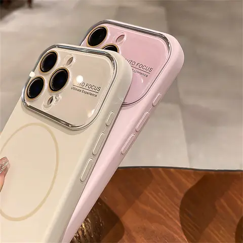 Coque de téléphone liquide avancée pour iPhone 17 16 14 15 Pro Max, chargement magnétique, lentille en verre, housse de protection, ensemble de Couple en Silicone