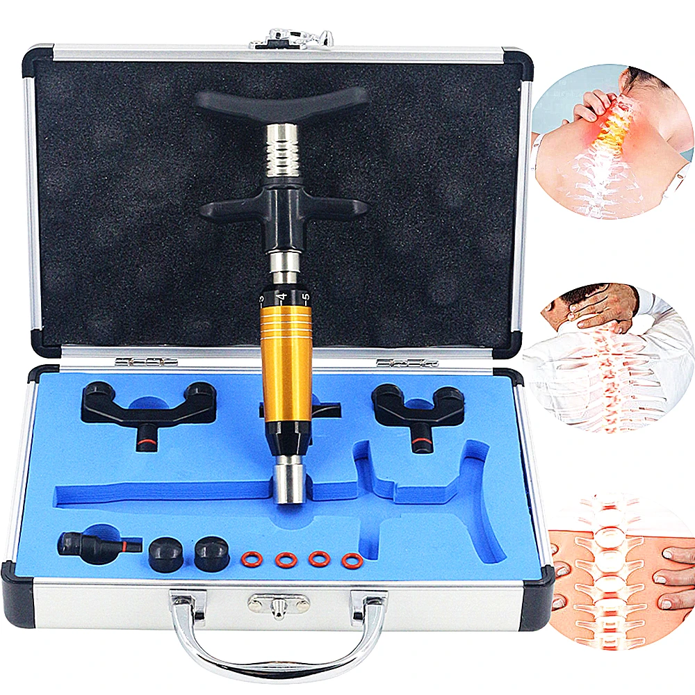 

2024 New Manual Chiropractic Adjustment Tool For Spine Massager 6 Levels 4 Heads Chiropractic Adjusting Gun Portable Massage Gun