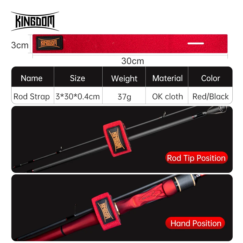 KINGDOM Fishing Equipment Fishing Rod Strap 3*30*0.4cm Lure Rod Strap Rod Tie Retainer Fishing Tool Accessories 2 pcs