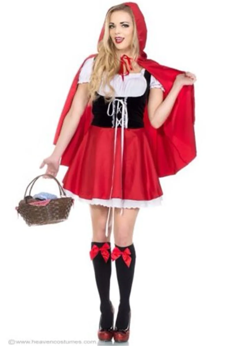 Volwassen Halloween Vrouwen Kleine Rode Kap Kostuum Sexy Jurk & Cape Cosplay Verkleedkleding