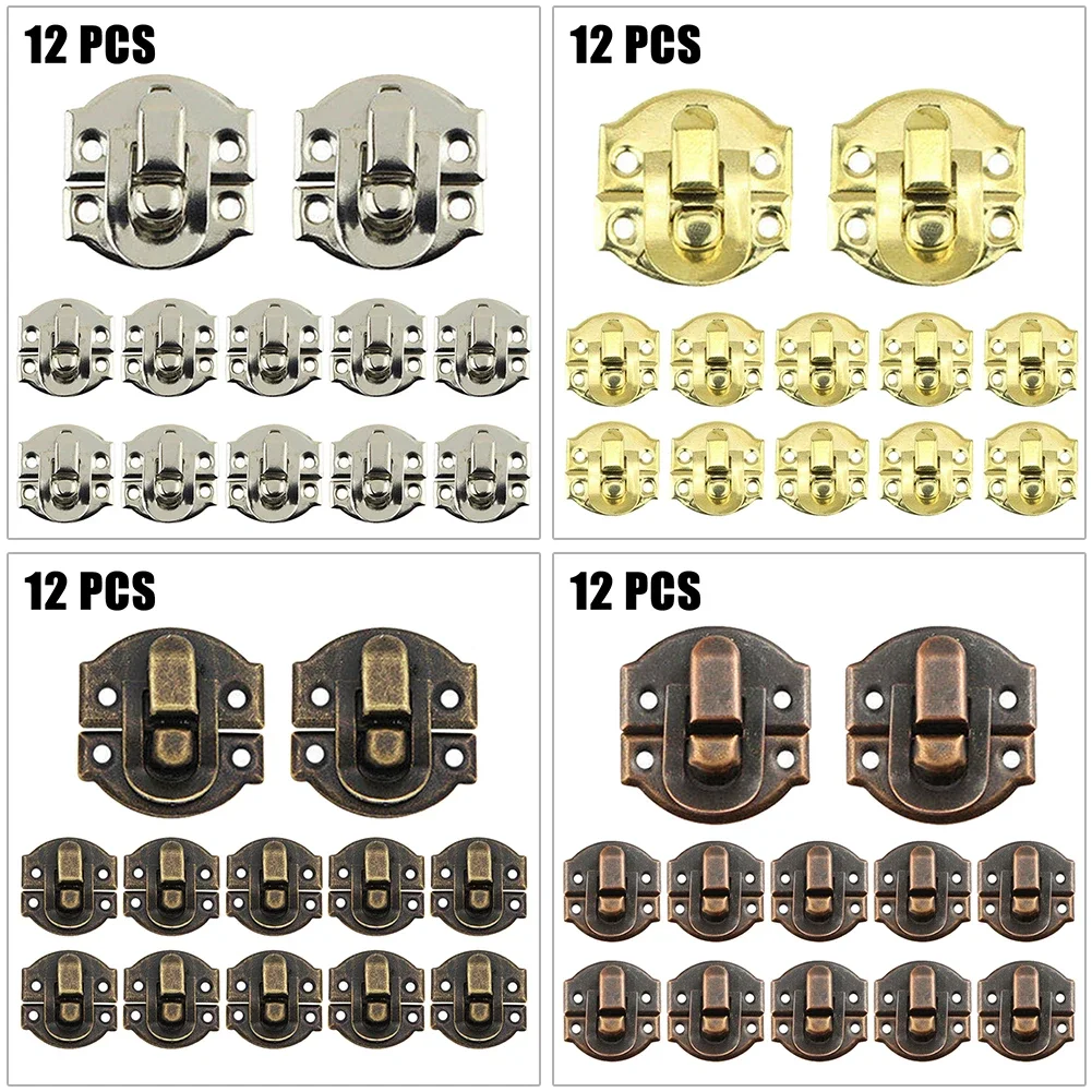 

5/12set Jewelry Box Latch Hasp Clasp With Screws Suitcase Cabinet Antique Bronze Jewelry Wooden Case Vintage Hardware