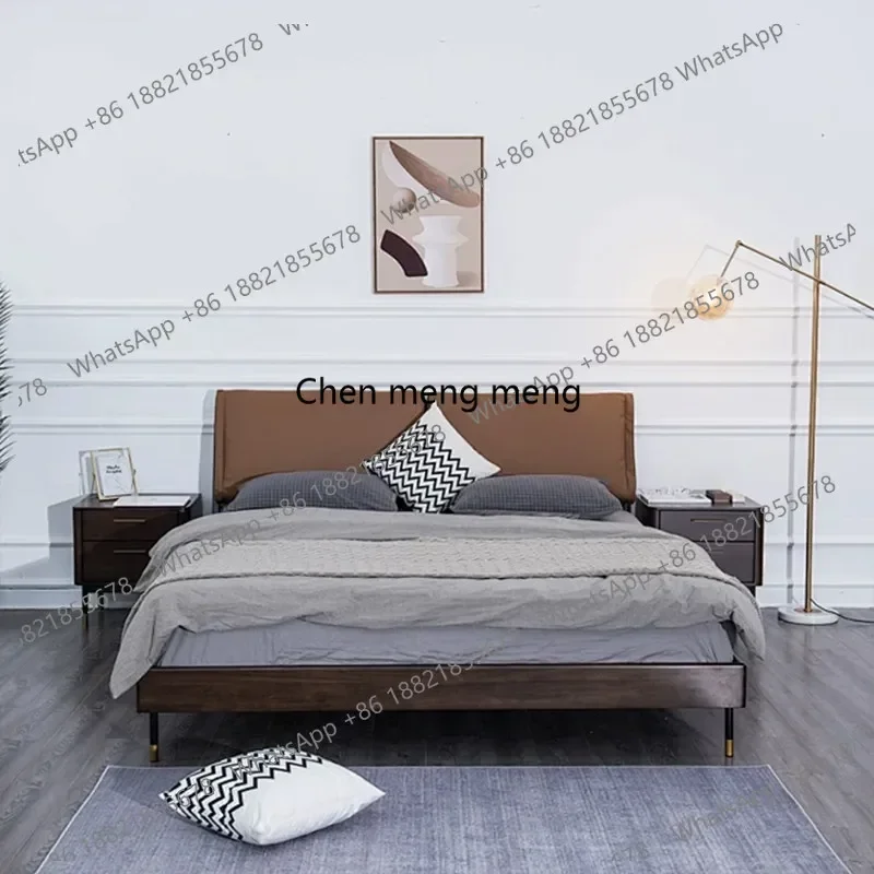 

D182Minimalist leather bed Modern simple small flat edge bed High-end double bed