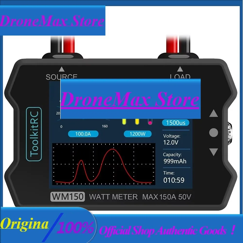 DroMaToolkitRC WM150 150A 50V Ваттметр-анализатор мощности с ЖК-дисплеем, тестер напряжения и тока, PWM-выход для RC FPV дрона