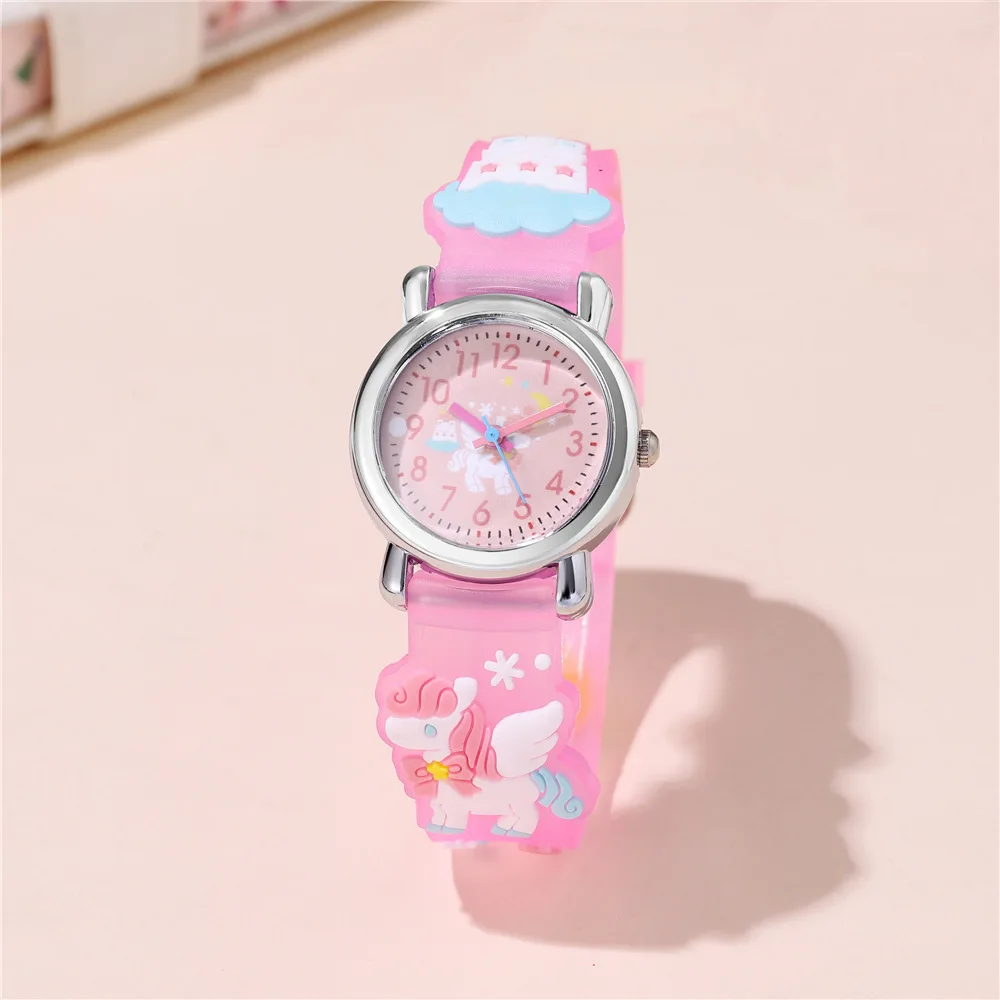 

Новые милые детские часы с 3D рисунком единорогов, студенческие обычные силиконовые часы для ежедневного учебного плана