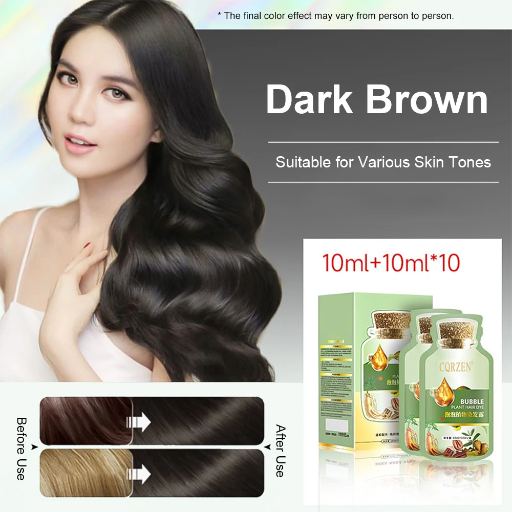 Pure Natural Herbal Hair Dye Shampoo Change Hair Color Cover Gray Hair White Hair Treatment Bubble Plant Hair Dye Hair Care