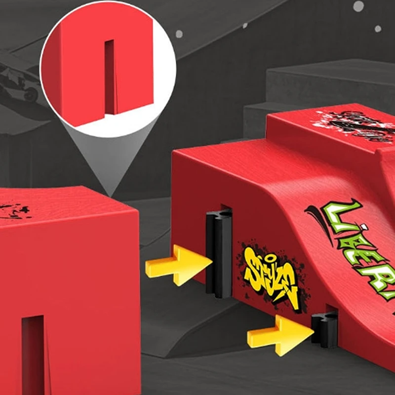 1 Set Curved Finger Ramp Set Miniature Skate Park with Arc Tracks for Finger Board Tricks and Stunts