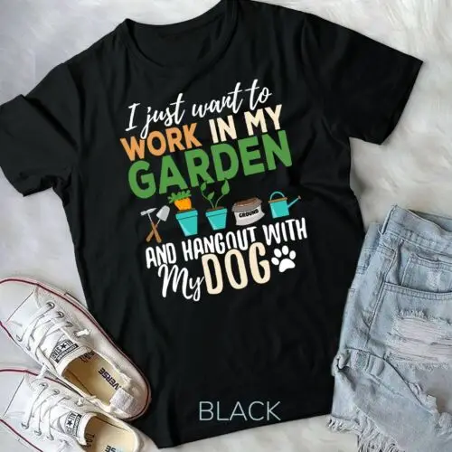 Gardening T-Shirt Dog Lover Gardener Garden Pet Gift Plants Unisex T-shirt