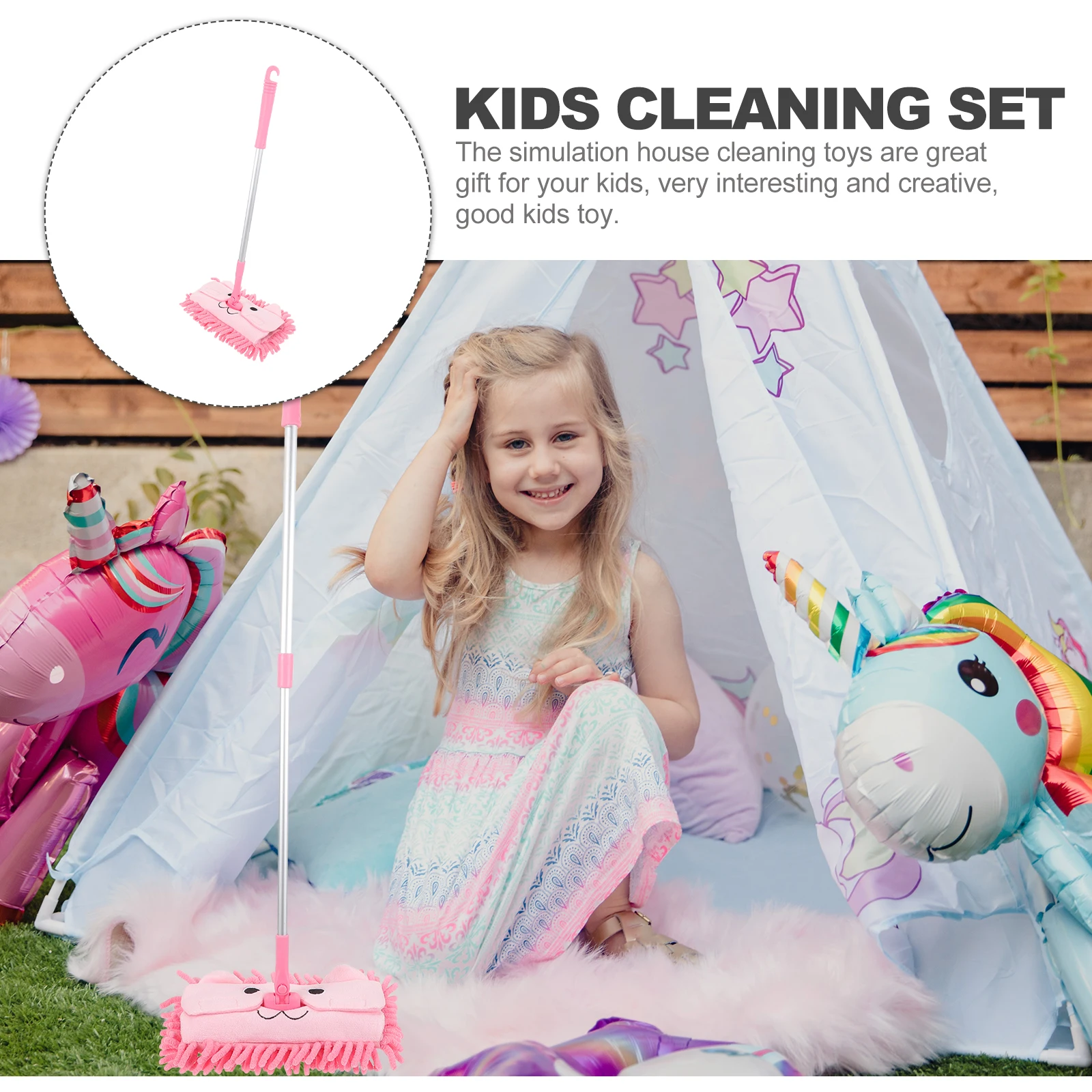 

Kids Mop Cleaning Tool Strong Absorption Mini Simulation Cleaning Set Educational Pretend Play Activity for Toddlers Home Skill