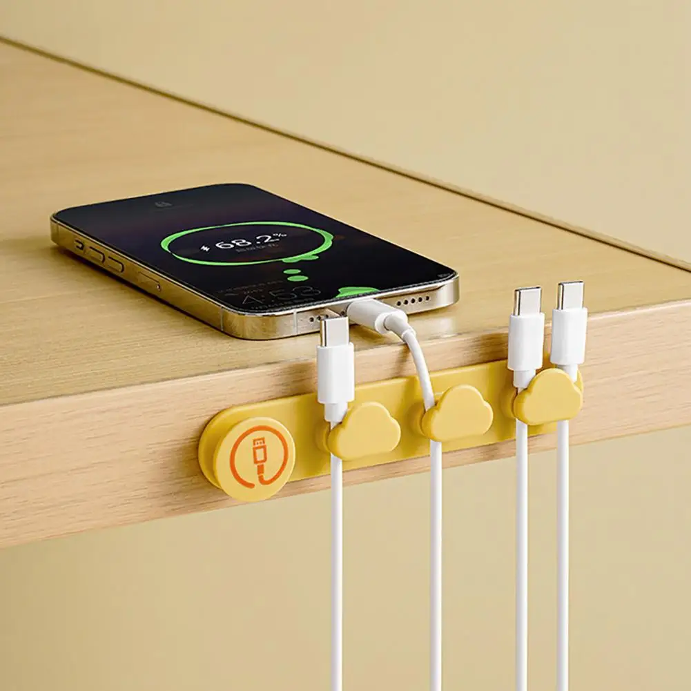 Desktop Wire Holder Cable Organizer Soft Elastic Self-adhesive Simple Installation Non-slip USB Cable Holder Data Cable Buckle