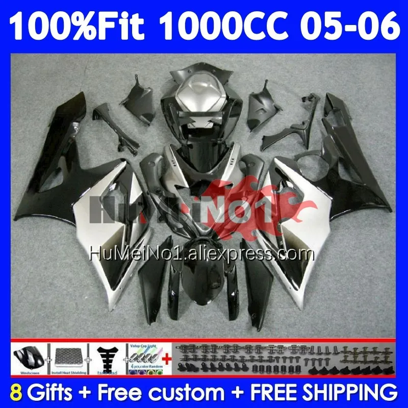 Injection Fairing For SUZUKI GSXR-1000 GSXR 1000 CC Black silver 1000CC 118No.12 GSX R1000 K5 GSXR1000 05 06 2005 2006 OEM Body