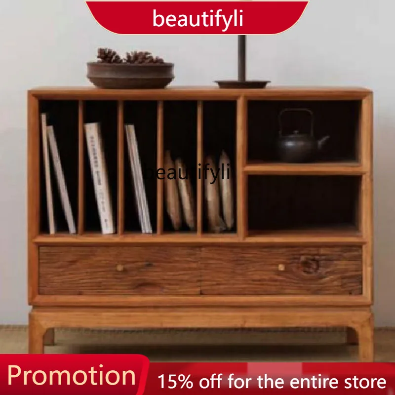 smt01 Обеденный боковой шкаф из цельного дерева, чайный шкаф в стиле ретро, средневековое декоративное хранилище для проживания в семье, боковой шкаф для короткого чая