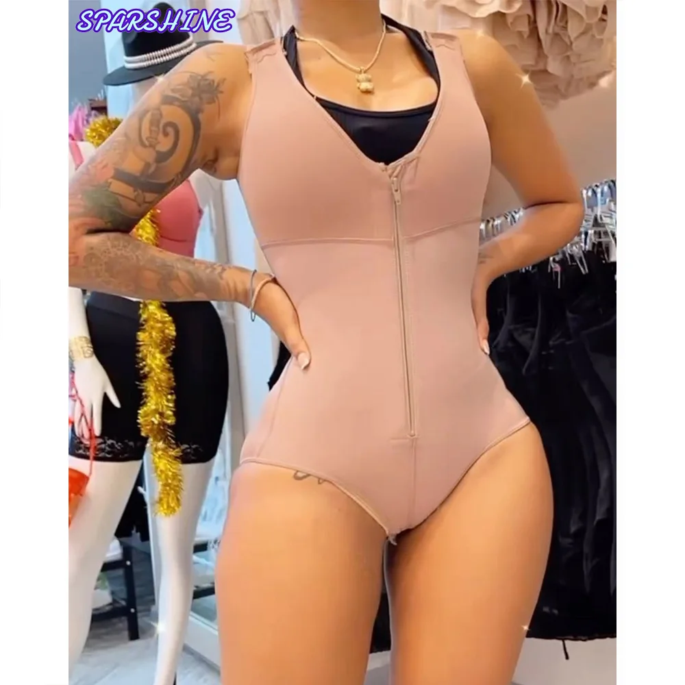 Fajas Colombianas Moldeadoras waist trainer Women's Tummy Control Zipper Triangle Bodysuit Slimming Body Sculpting Shapewear