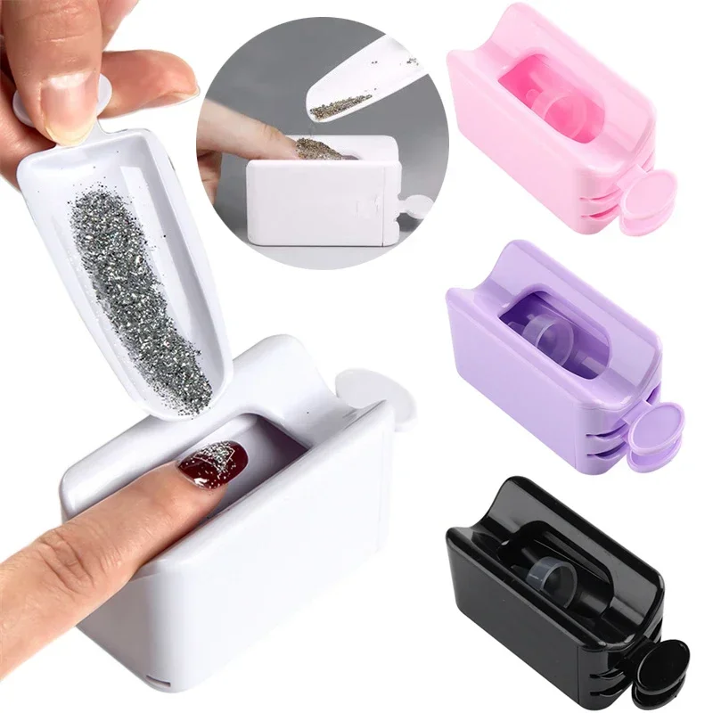 Nail Glitter Powder Recycling Box Double Layer Magic Mirror Powder Storage Case Shiny Sequin Rhinestone Container Manicure Tools