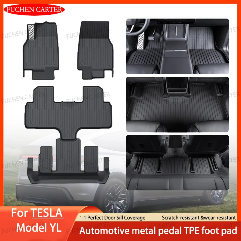 For Tesla NEW Model YL 2026 TPE Car Floor Mats With metal pedals Luggage Trunk Mat Set waterproof Anti-Slip Set Floor Liner Mat