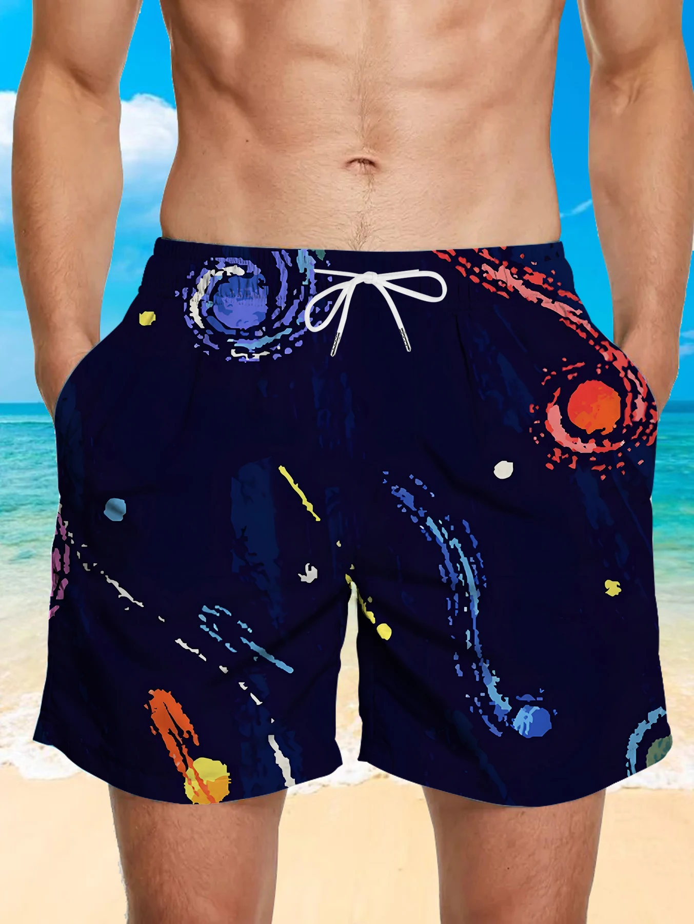 

Casual Lounge Beach Shorts Men Full Digital Print Skin-friendly Polyester Trunks