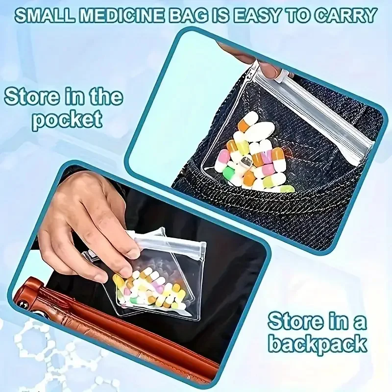 Reusable Pill Bags in 5/10/20pcs – Durable, Leak-Proof Zipper Pouches, Transparent Medicine Organizers for Travel & Daily Use