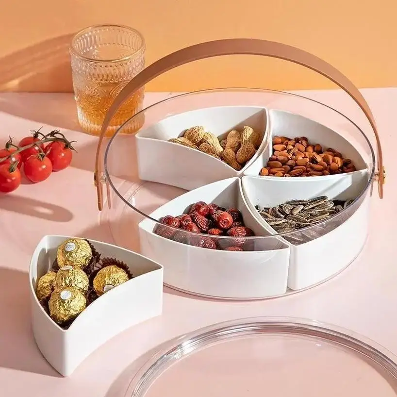 Portable Transparent Dried Fruit Box Lid Household Light Luxury Compartmentalized Sealed Snack Candy Storage Box for Easy Access