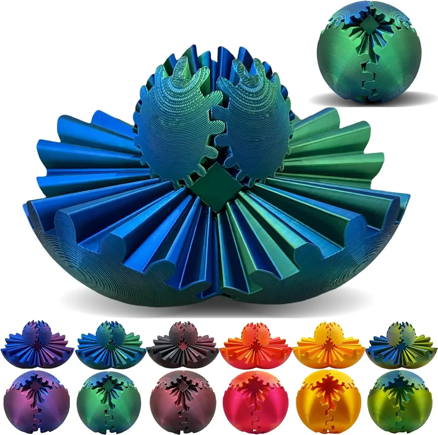 Gear Ball 3D Printed Gear Ball Spin Ball Cube Fidget Toy Gear Sphere Gear Ball Stress Ball GearSphere Desk Toy Fidget Ball