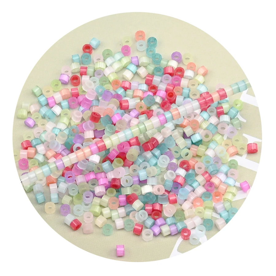1000Pcs 일본 여러 가지 빛깔의 실린더 작은 유리 구슬 고양이 눈 느슨한 스페이서 비즈 DIY 수제 목걸이 쥬얼리 선물