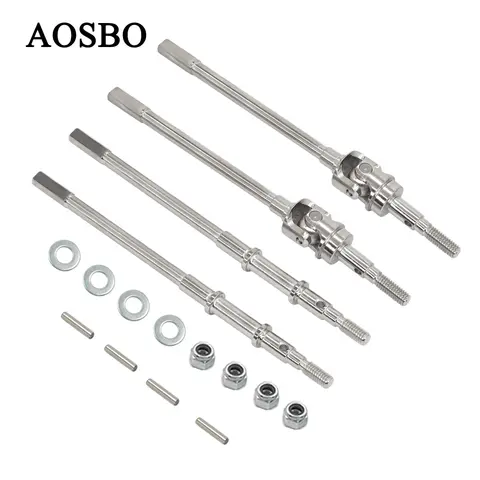 헤비 듀티 유니버셜 AR44 액슬 RC 1/10 축 SCX10-II 90046 90047 JEEP Wrangler 용 전면 후면 조인트 CVD 드라이브 샤프트 도그본