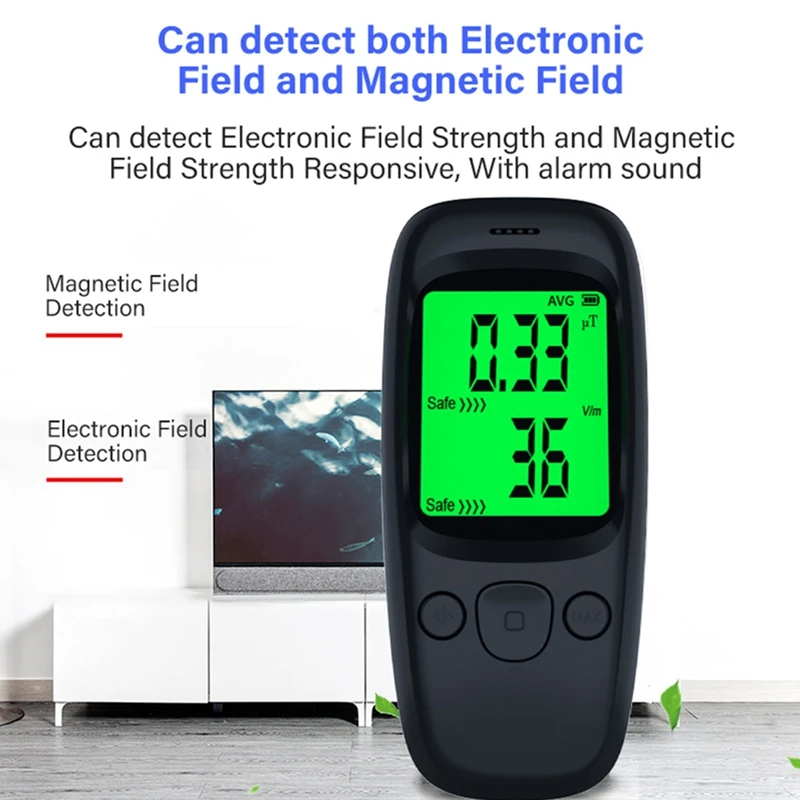 1 Piece Electromagnetic Radiation Detector Emf Meter Handheld Counter Emission Dosimeter Black