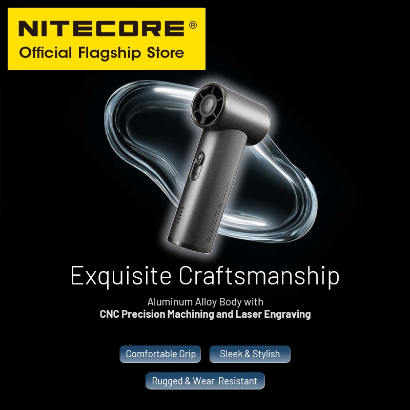 NITECORE NEF01 مروحة صغيرة محمولة 166 جرام منفاخ جيب محمول بنك الطاقة في حالات الطوارئ للتخييم في الهواء الطلق والتنزه والحفلات الموسيقية