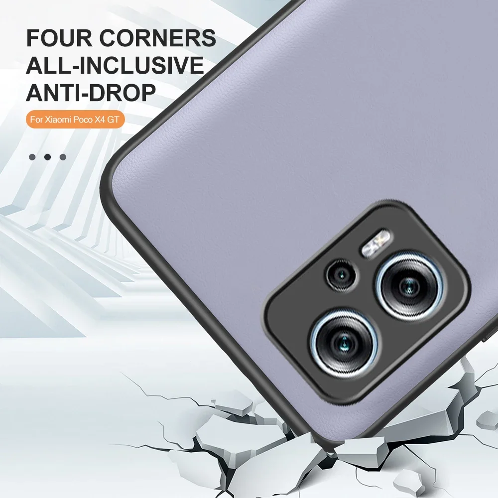 Casing pelindung tekstur kulit polos mewah, untuk Poco X4 GT 5G silikon lembut Anti jatuh PocoX4 Pocco X4 4X 4 GT X4GT Cover Coque