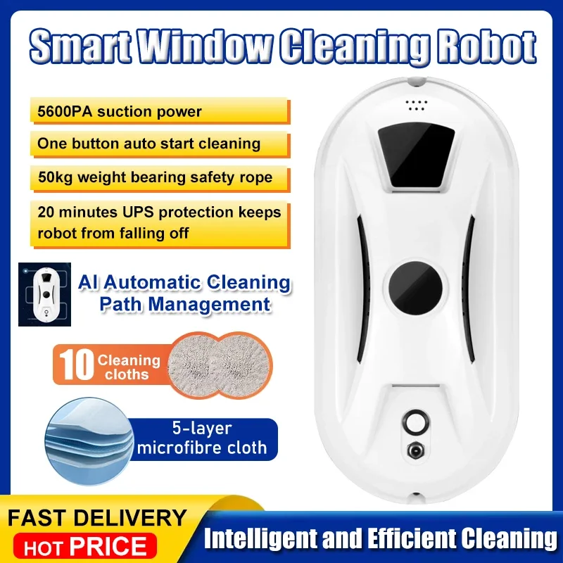 

Window Cleaner Robot Automatic Cleaning with Intelligent Path Planning Edge Detection Technology Remote Control White