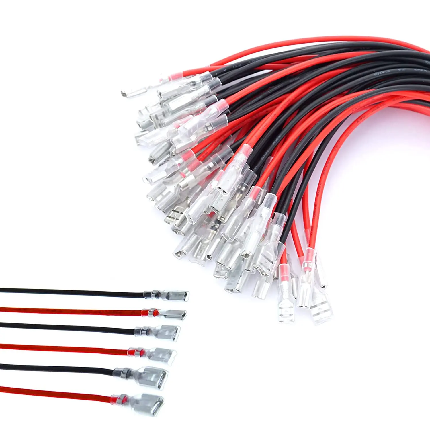 10pcs 2.8mm/4.8mm/6.3mm 2.8/4.8/6.3 Female Spade Crimp Terminal Connector with Wire Red Black for Rocker Switch 20CM 30CM