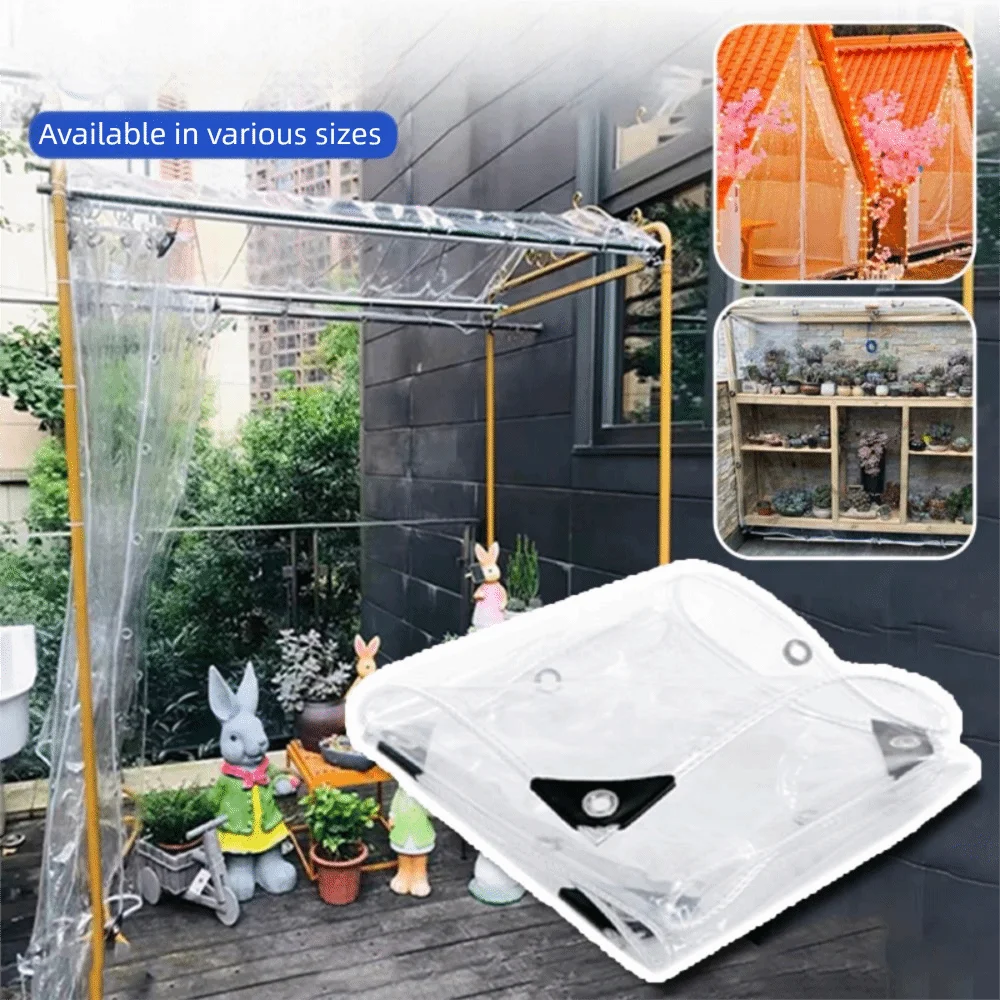 Durable Fabric Transparent Waterproof Tarpaulins Dust-proof Wind-Resistant Garden Rain Cover PVC Tarp Waterproof Rainproof Cloth