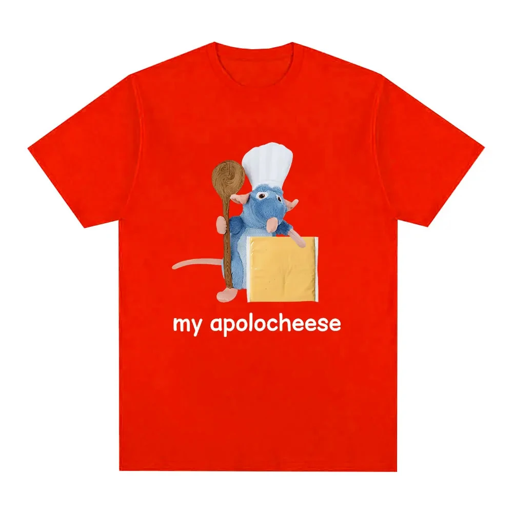 Funny My Apolocheese Rat Plush Cheese T Shirt Mężczyźni Kobiety Odzież Moda Koszulki z krótkim rękawem Lato 100% Bawełna Koszulki Oversize