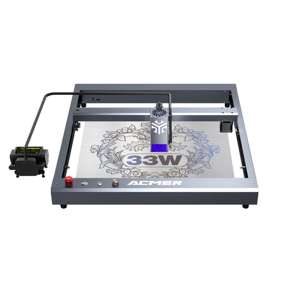 ACMER P2 33W Laser-Graviergerät mit Luftunterstützung, Industrieschienen, WLAN-App-Steuerung, Laserschneidemaschine zum Gravieren von Holz und Aluminiumoxid
