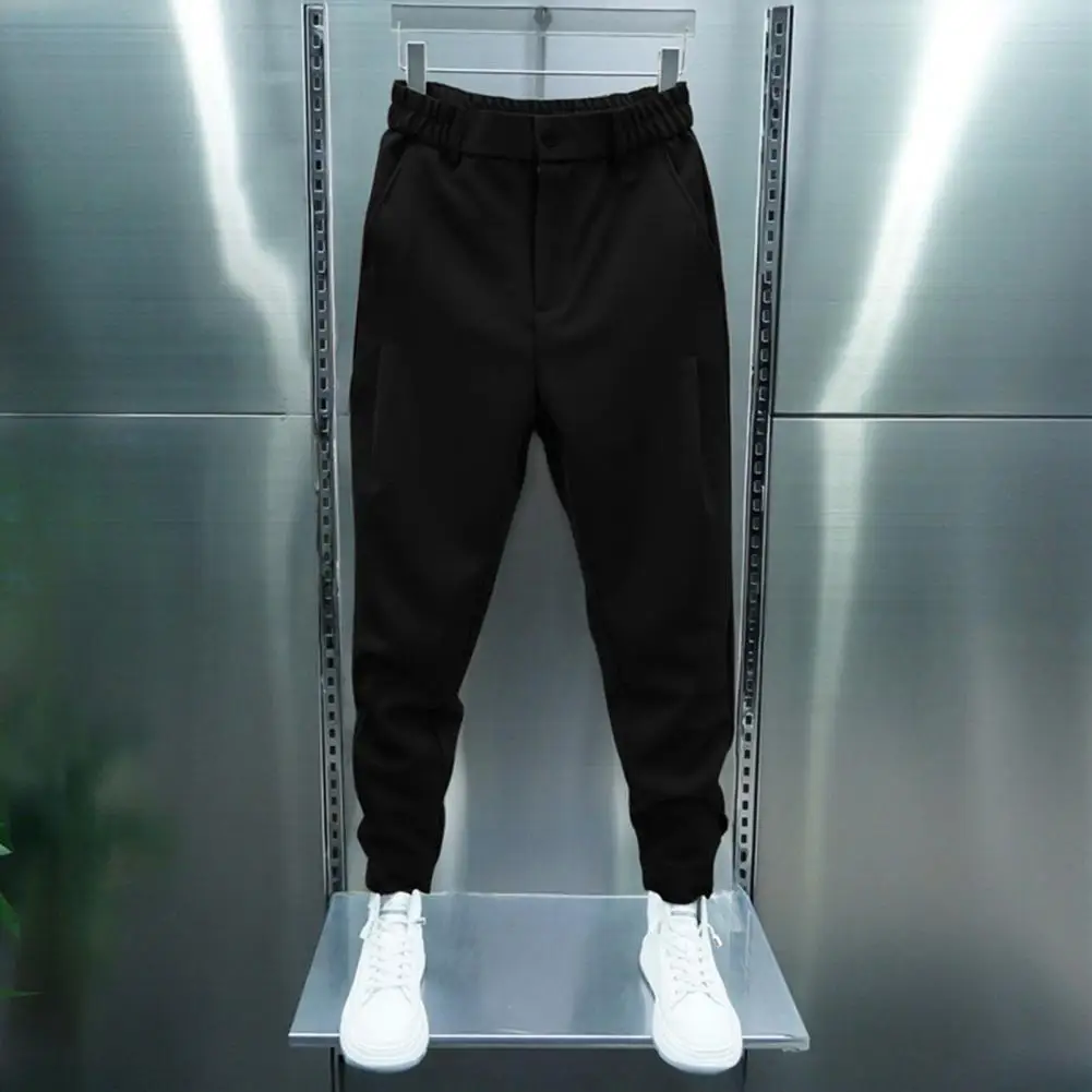 

Casual Pants Outdoor Elastic Breathable Straight Leg Sweatpants Pleated Trousers Solid Color Fastener Tape Harem Pants Trousers