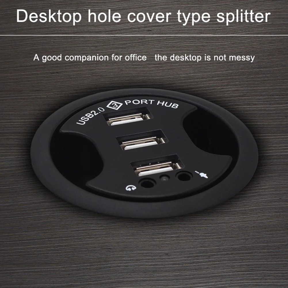 N16R USB Hub USB 2.0 Desktop Grommet USB 2.0 Hub Audio Desk Mount Adapter 3 Port Mount in Desk Multi USB 2.0 Ports