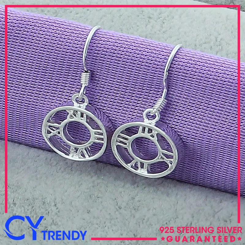 925 Sterling Silver Circle Roman Numerals Stud Earrings For Women Wedding Party Gift Accessories Fashion Jewelry