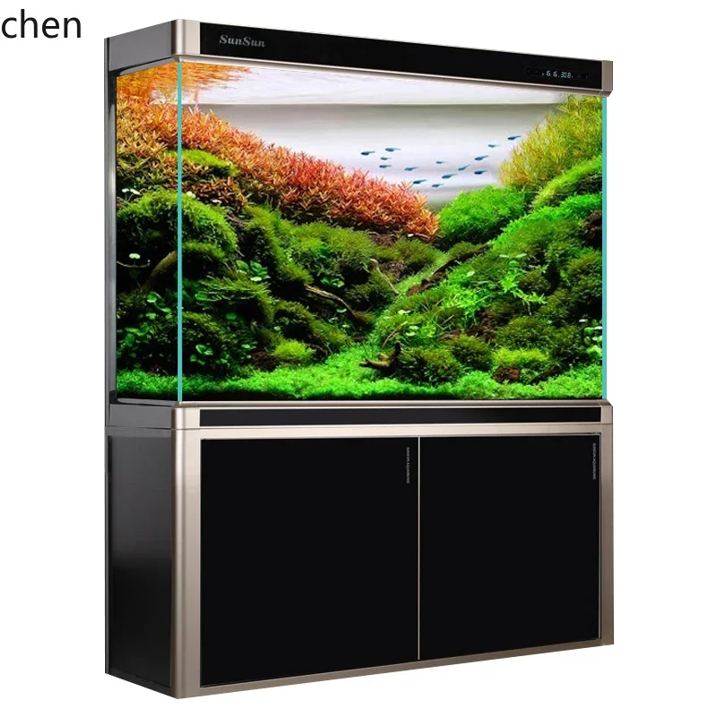 Fish Tank Large Ultra-clear Glass Aquarium Living Room Small No-water Change Goldfish Tank Bottom Filter Dragon Fish Tank