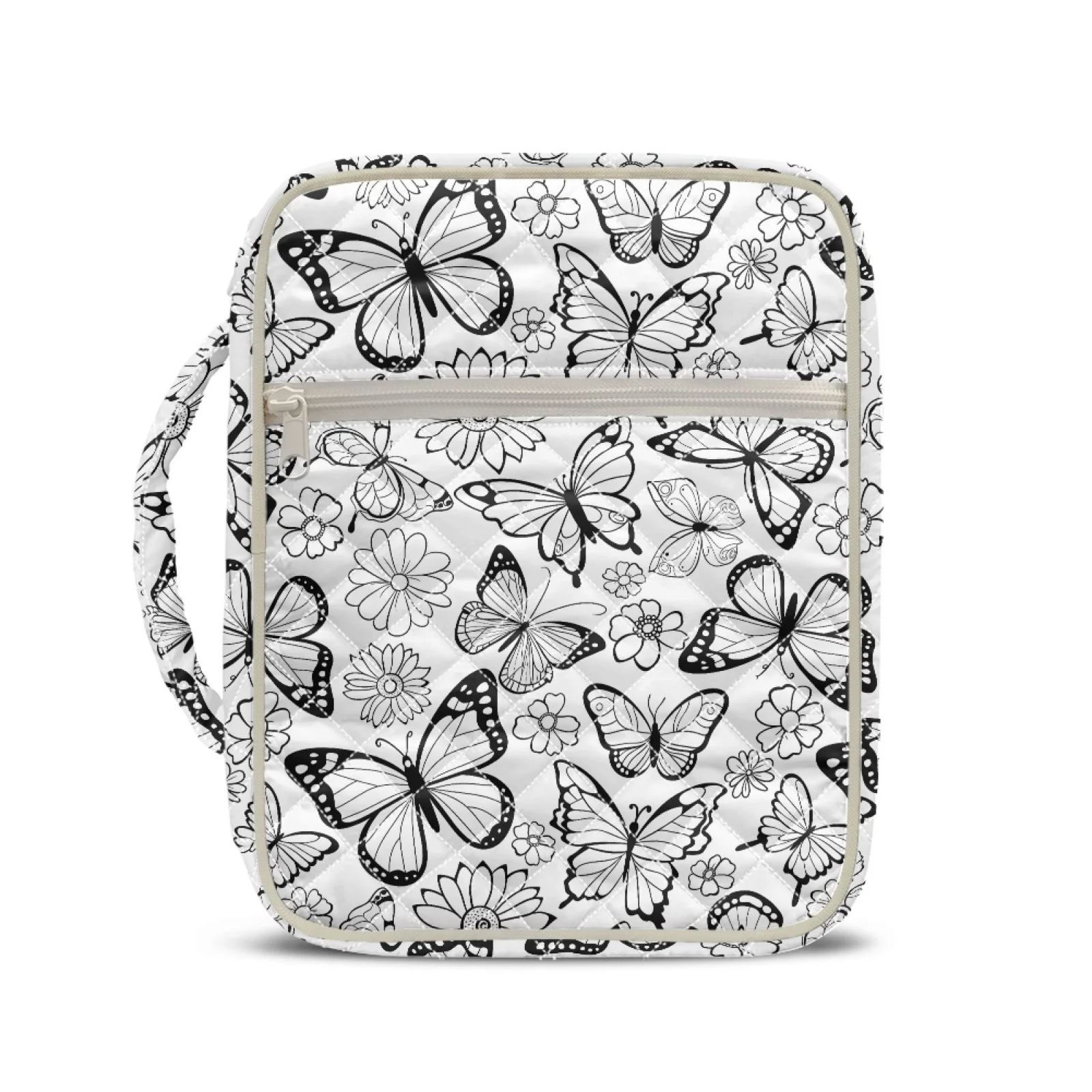 Coloranimal Butterfly Floral Machine Washable Church Protector Organizer for Daily Scripture Reading Bible Carrier Tote Bag