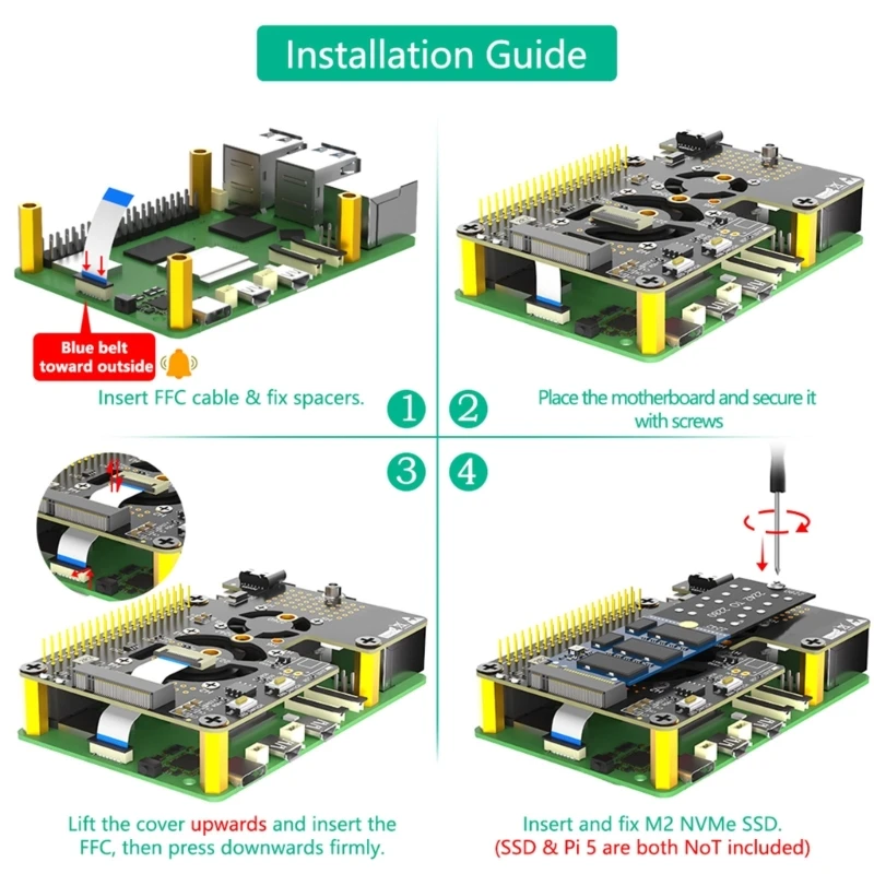 652F NVME naar PCIE-uitbreidingskaart Efficiënte NVME PCIExpress-converter met twee koelventilatoren Efficiënte warmteafvoer