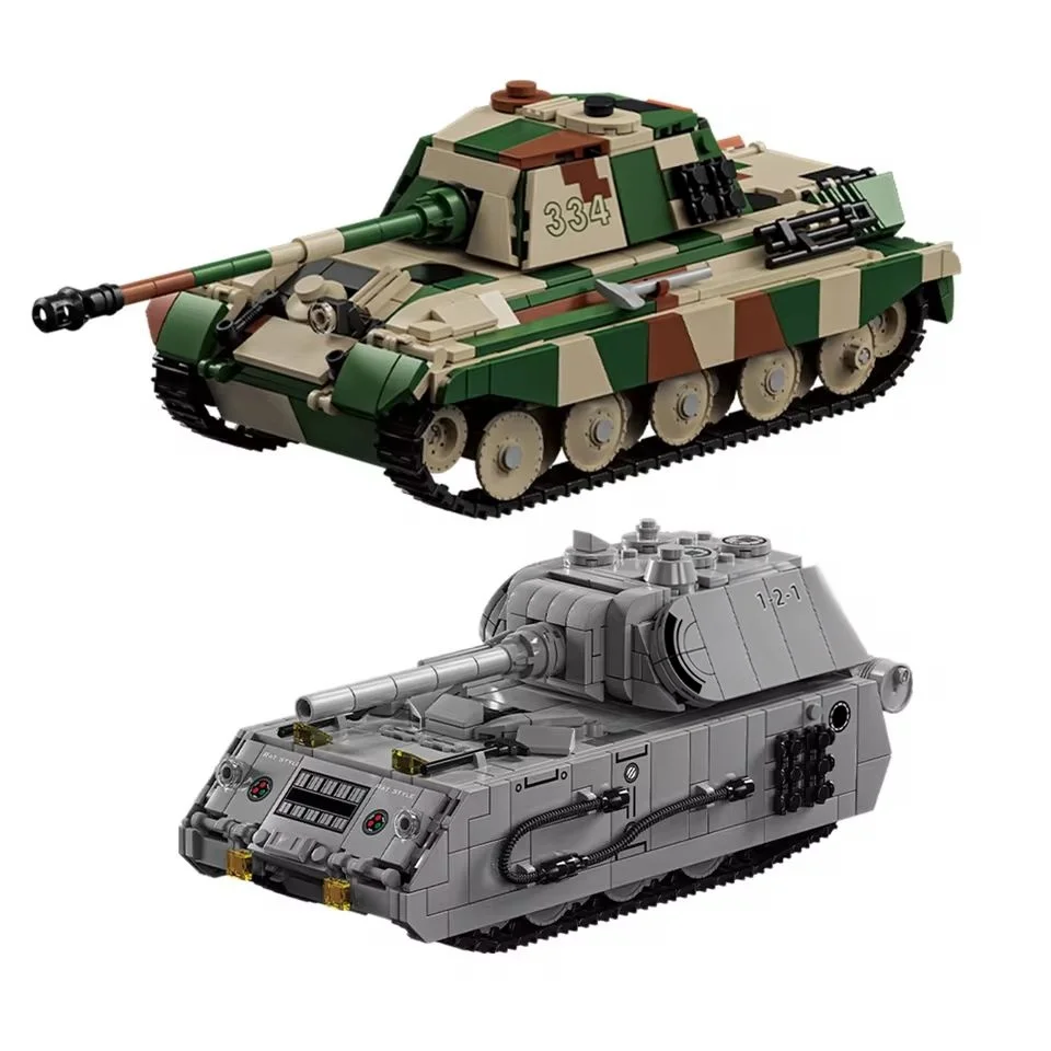 

World War Army Military Soldiers SWAT The King Tiger Heavy Tank Assemble Building Blocks Bricks Toys Gift