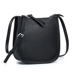 High Quality Genuine Leather Shoulder Bag Women Solid Color Simple Casual Cowhide Crossbody Bag New In Fashion Small Female Bags