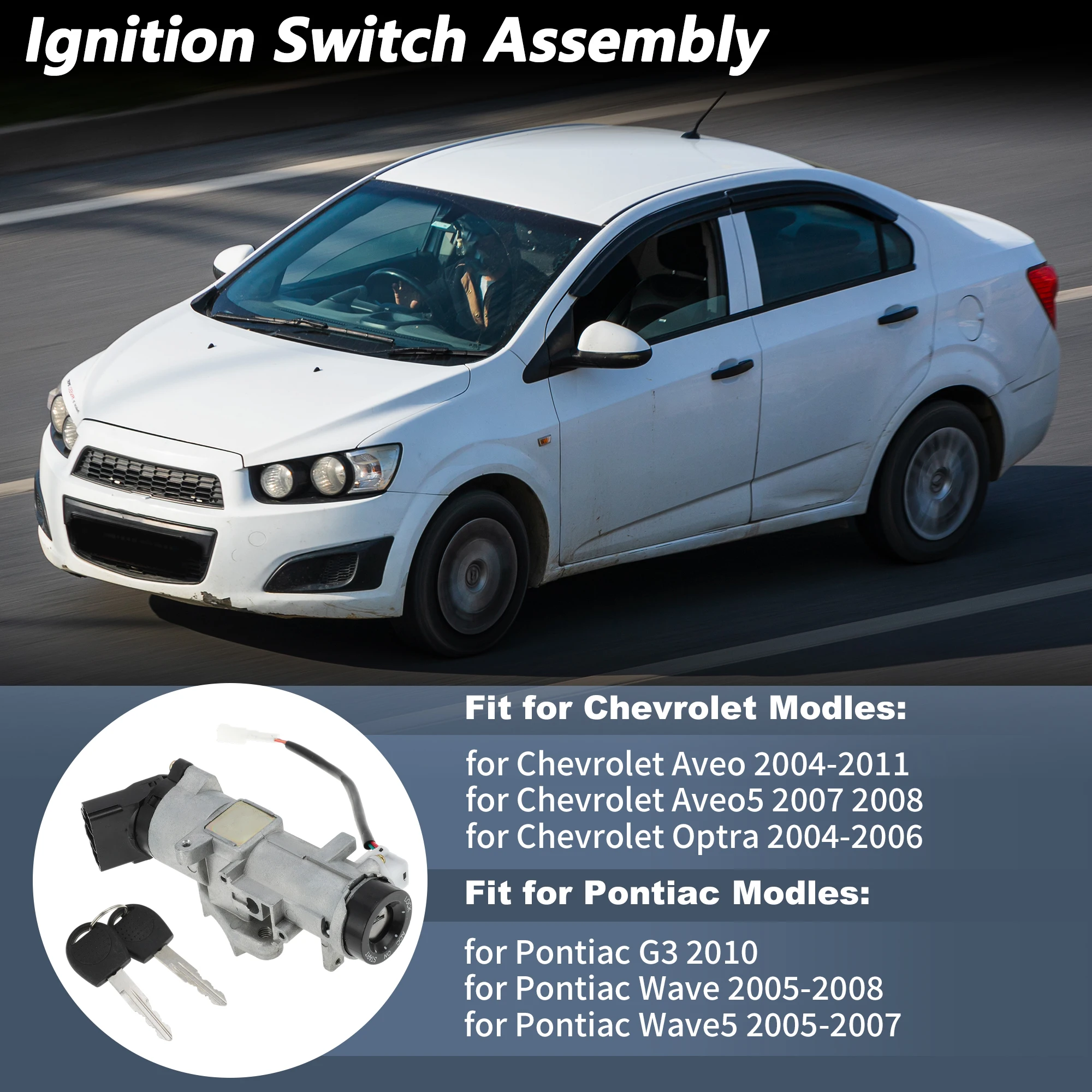 UXCELL No.96261298 Ignition Lock Cylinder for Chevrolet Aveo 04-11 Barrel Lock w/ 2 Key