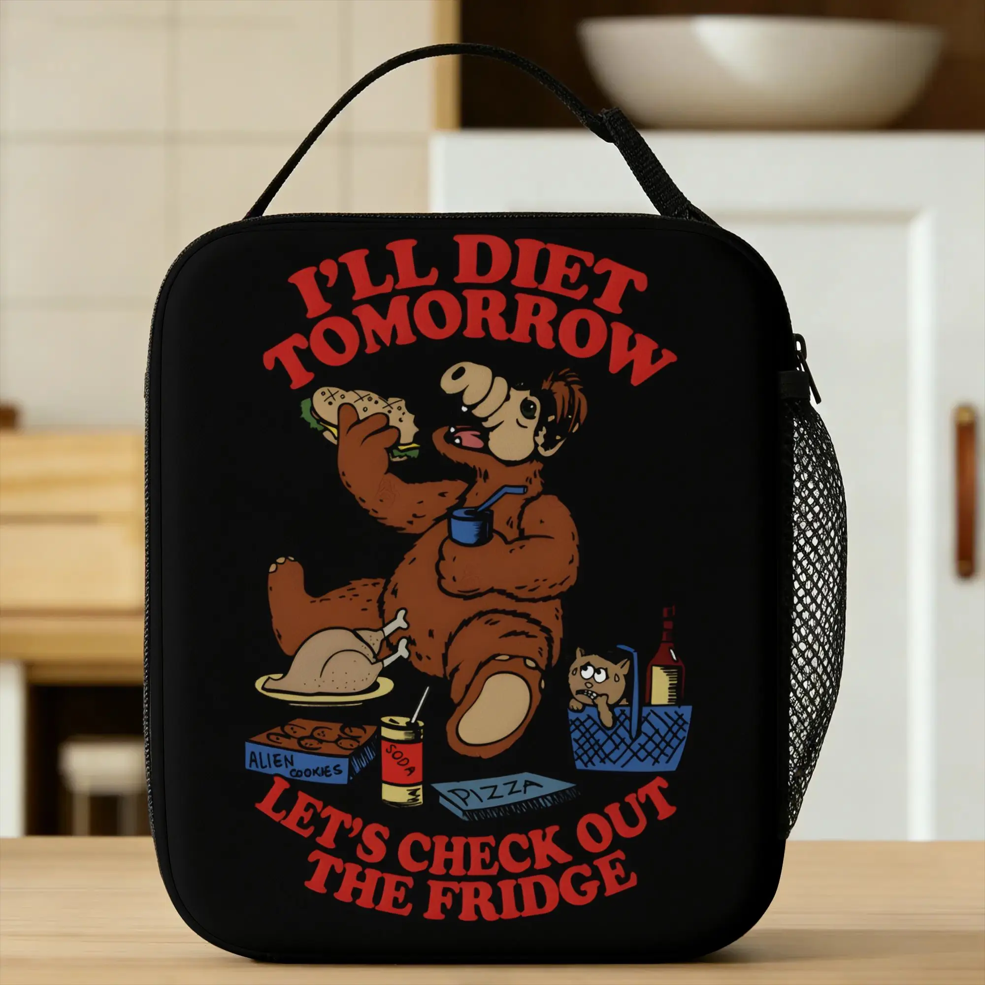 ALF Alien Life Form Lunch Bag Lancheira de escritório para adultos com estampa moderna, bolsa térmica portátil Oxford, bolsa térmica isolada