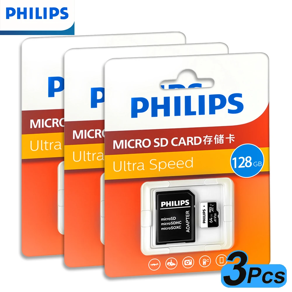 3 قطعة بطاقة فيليبس مايكرو SD الأصلية U3 بطاقة الذاكرة مايكرو SD فئة 10 16 جيجابايت 32 جيجابايت 64 جيجابايت 128 جيجابايت 256 جيجابايت #1