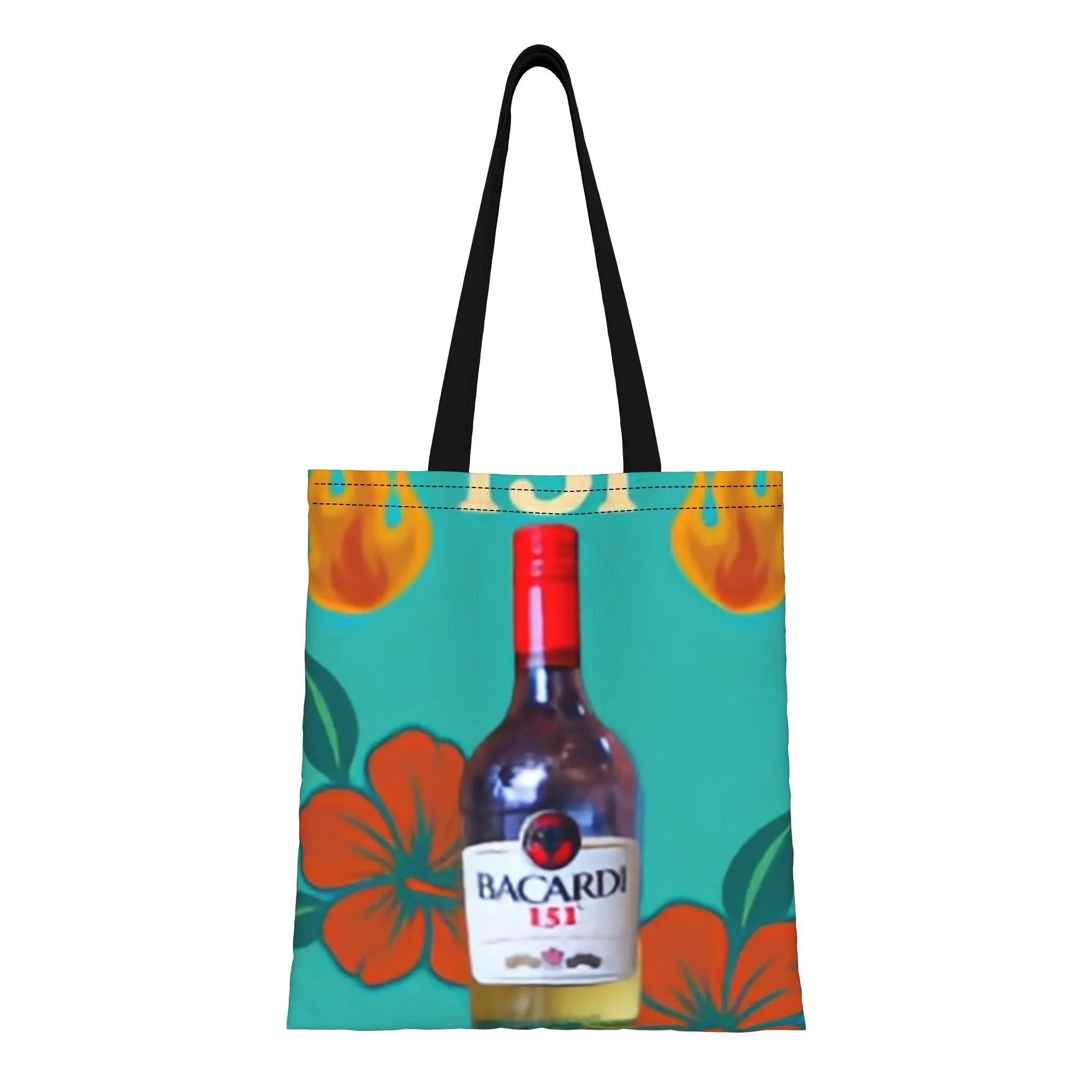 

Сумка-шоппер bBacardi bBacardi 151 Fire Flower из канваса, идеально подходит для покупок, путешествий, активного отдыха, прочная наплечная сумка