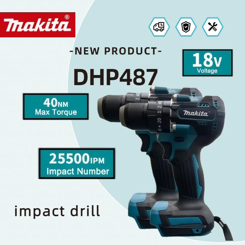 

Бесщеточная аккумуляторная ударная дрель Makita DHP487, электрическая отвертка с высоким крутящим моментом, инструмент для литиевых аккумуляторов 18В.