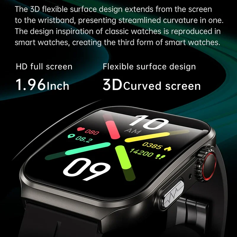 2025Новые модные умные часы 320*386 HD 3D изогнутый 1,96-дюймовый экран Bluetooth вызов ЭКГ сердечного ритма артериального давления умные часы для здоровья